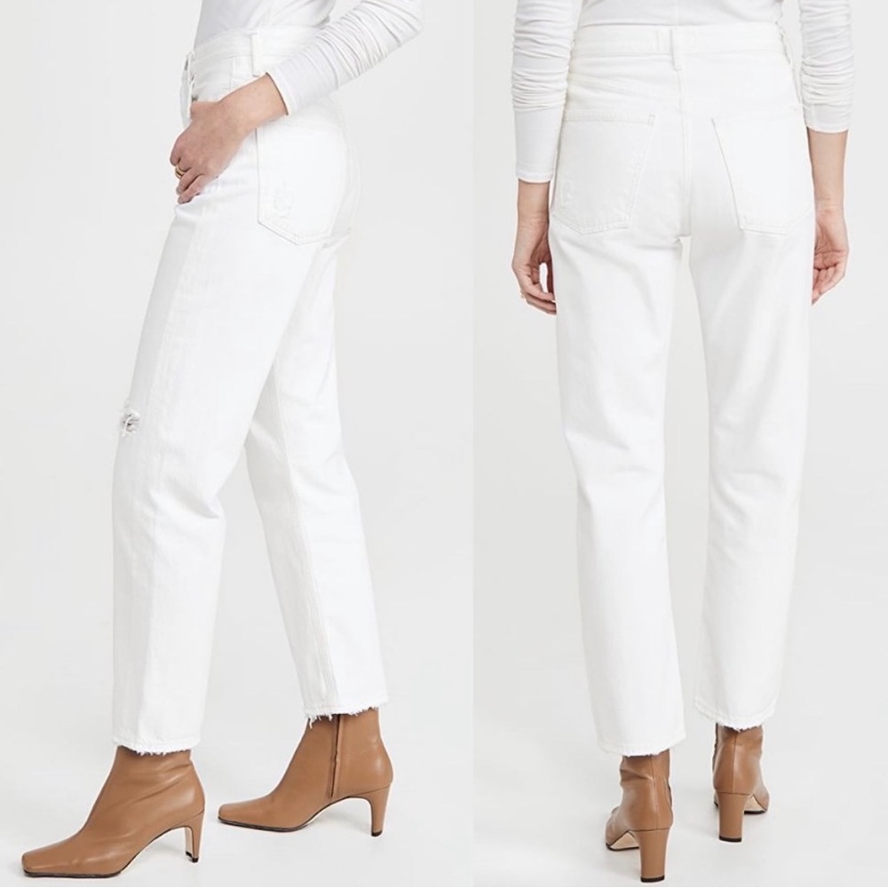 AGOLDE 90's Mid Rise Loose Fit Enamel White Jeans